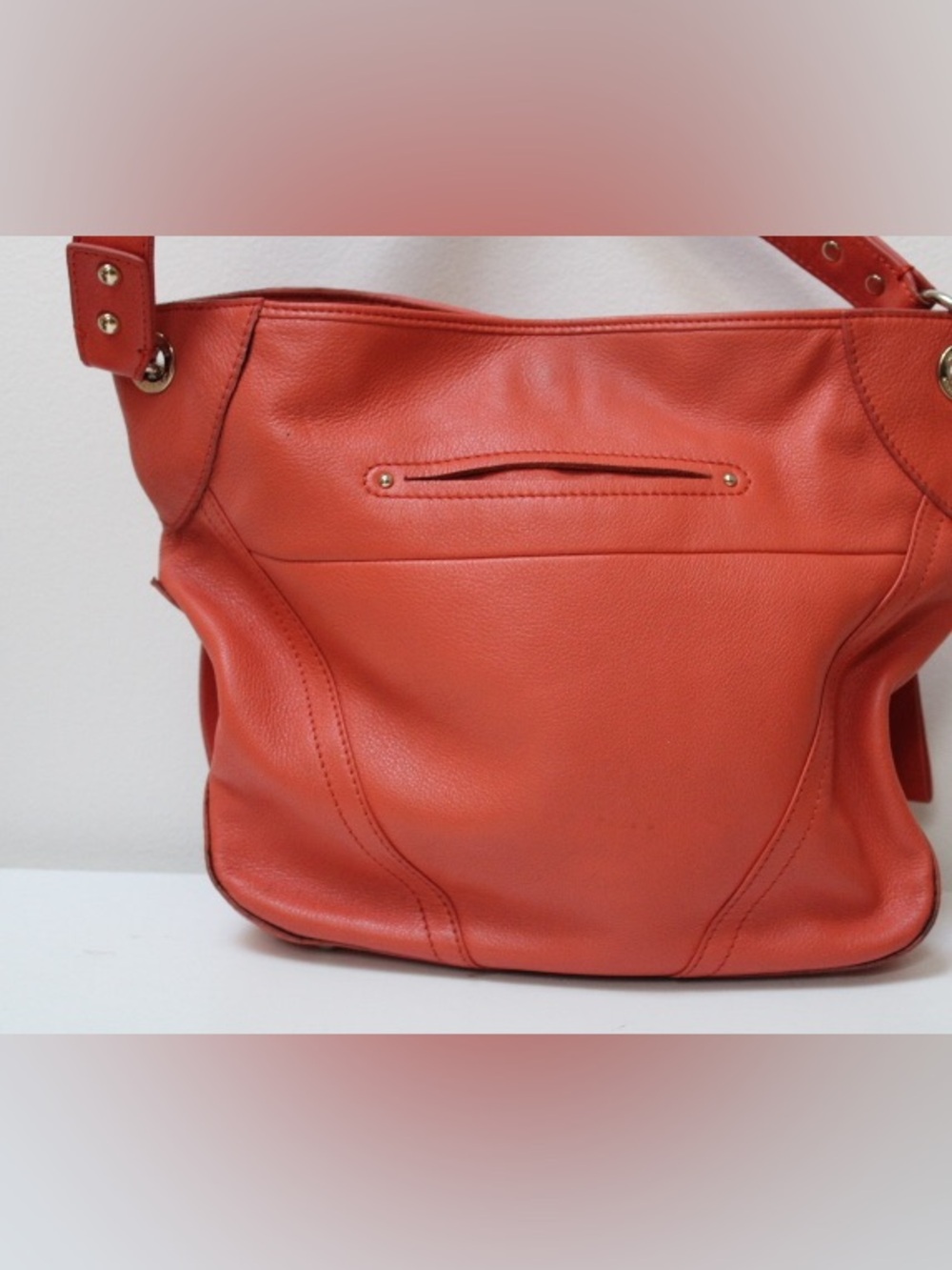 b. makowsky Woven Leather Hobo in Orange with Gold Hardware - Picture 5 of 13